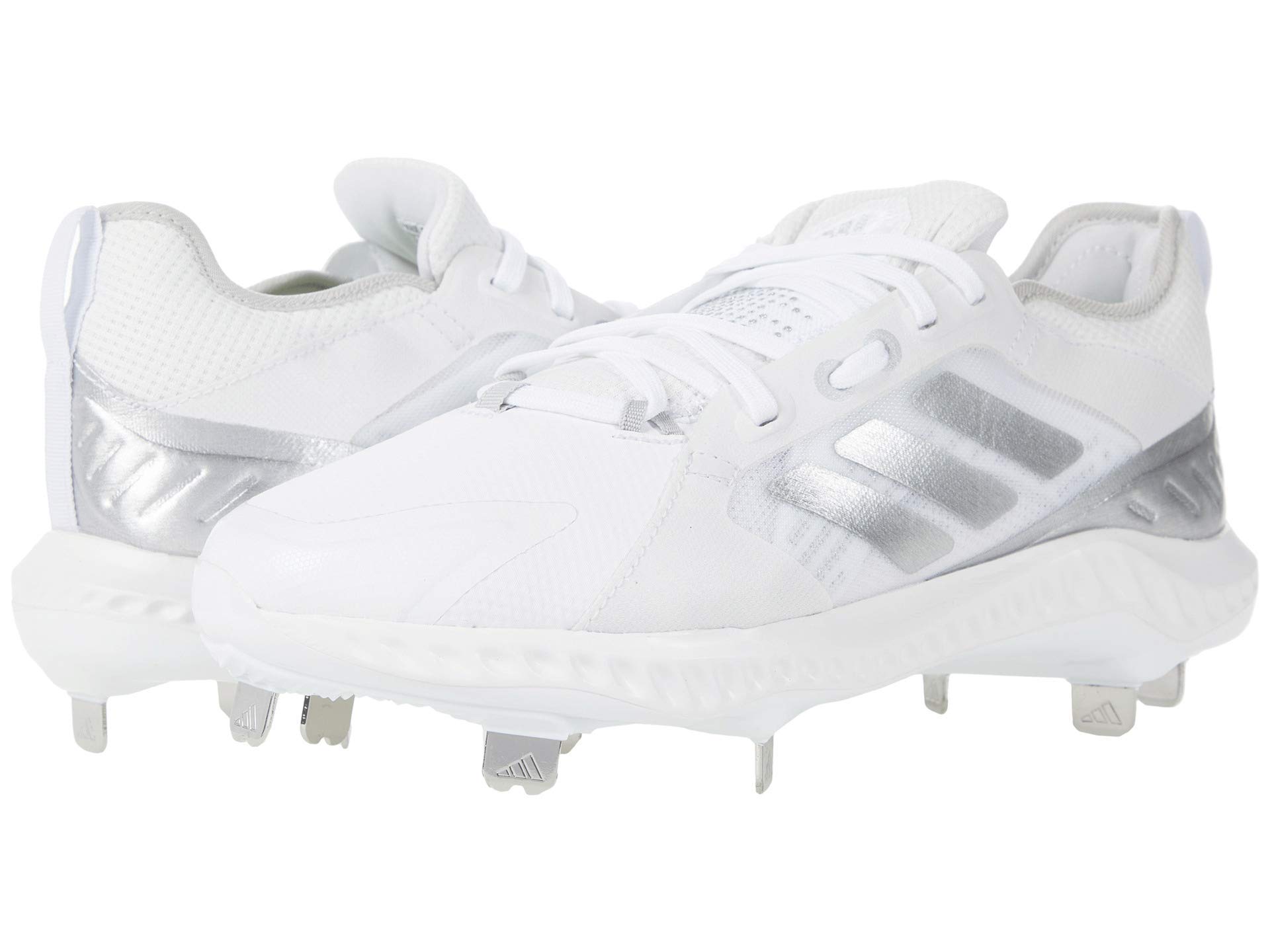 adidas Women's FV9038 Baseball Shoe, Footwear White/Silver Metallic/Grey One, 13