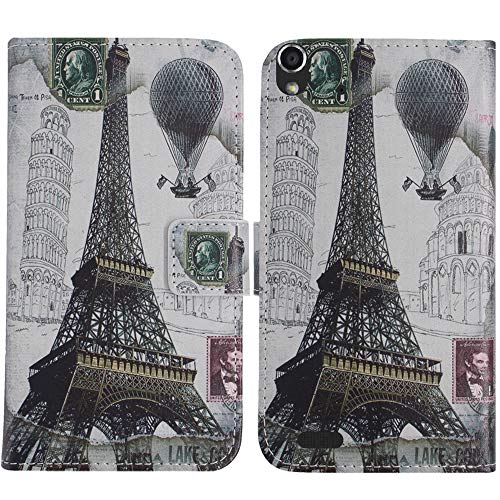 TienJueShi Eiffelturm Flip Book Stand Brief Leder Tasche Schütz Hülle Handy Hülle Abdeckung Fall Wallet Cover Etüi Skin Für Medion Life P5004 MD 99253 5 inch