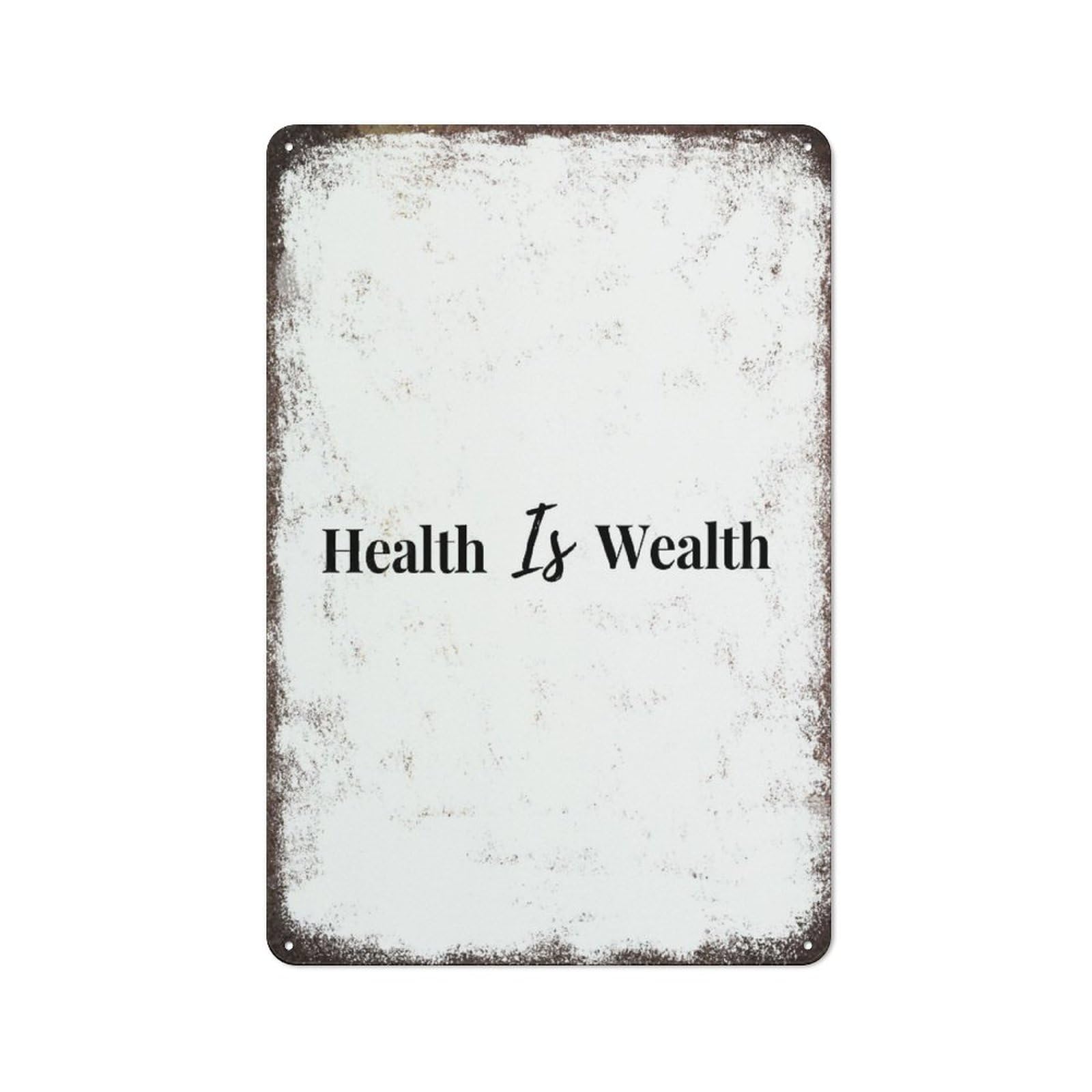 DHKDQQW Health Is Wealth Gym Wall Art Motivational Inspirational Wall Vintage Tin Signs Unique Home Decorations Wall Decor Metal Poster for Room 8x12 Inch