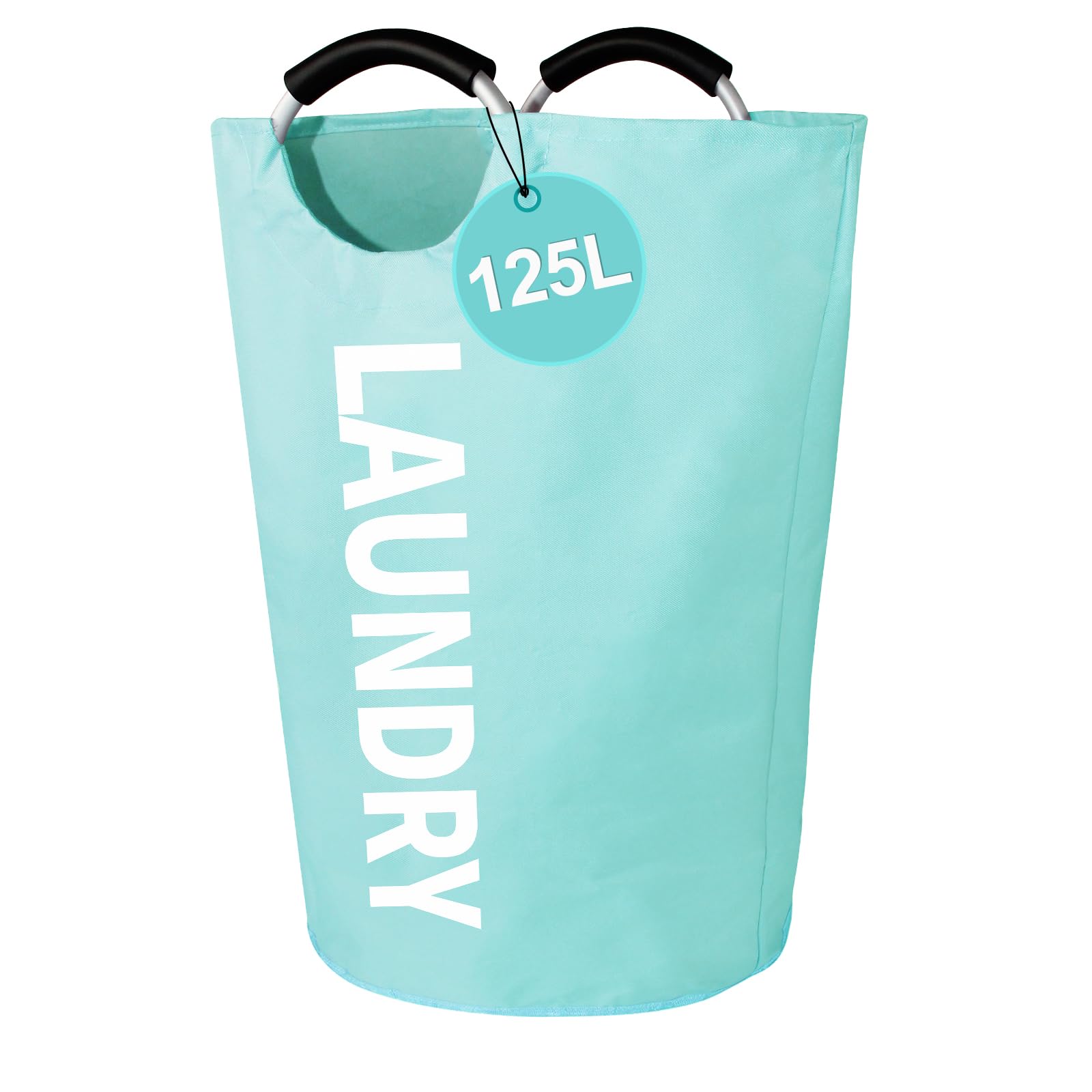 WOOHA 115L Large laundry basket,Collapsible laundry hamper, Tall Clothes Baskets Folding Washing Bin Foldable Fabric Hamper Bags for Bedroom, Closet,Bathroom,College,laundry bag,lightblue