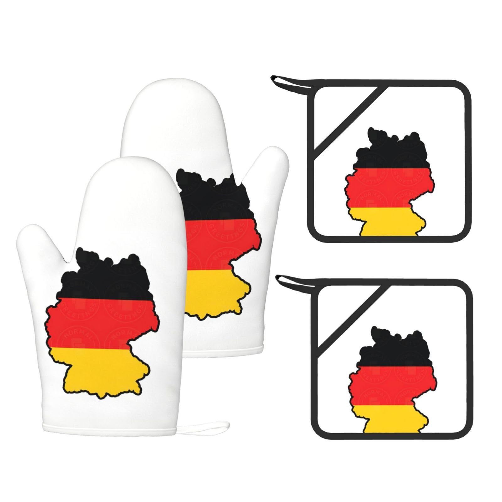 Gants de cuisine en silicone lot de 4 maniques motif drapeau allemand résistants chaleur