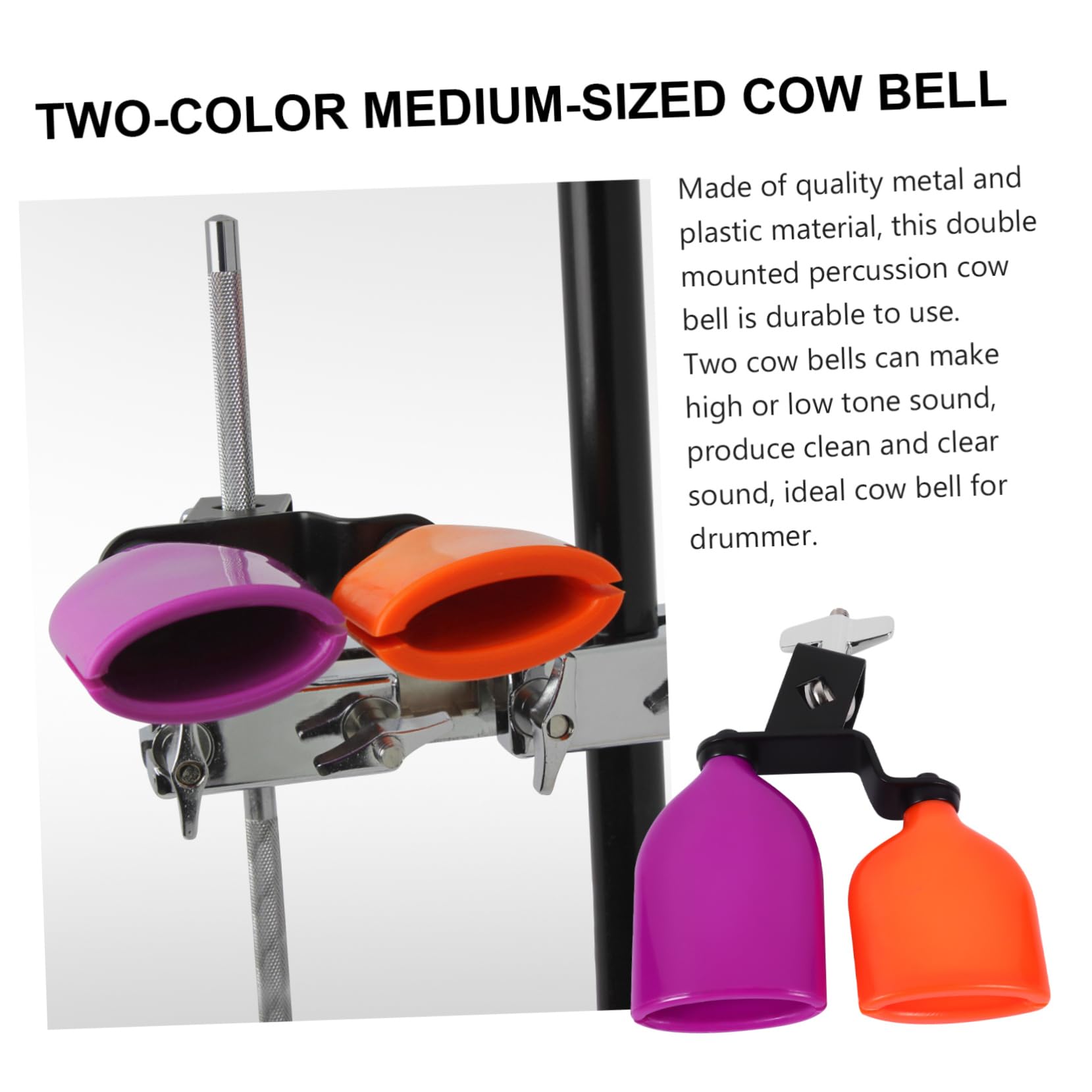 BESTonZON Percussion Cow Bell Mount Set of Two Plastic Material Create Natural Sounds