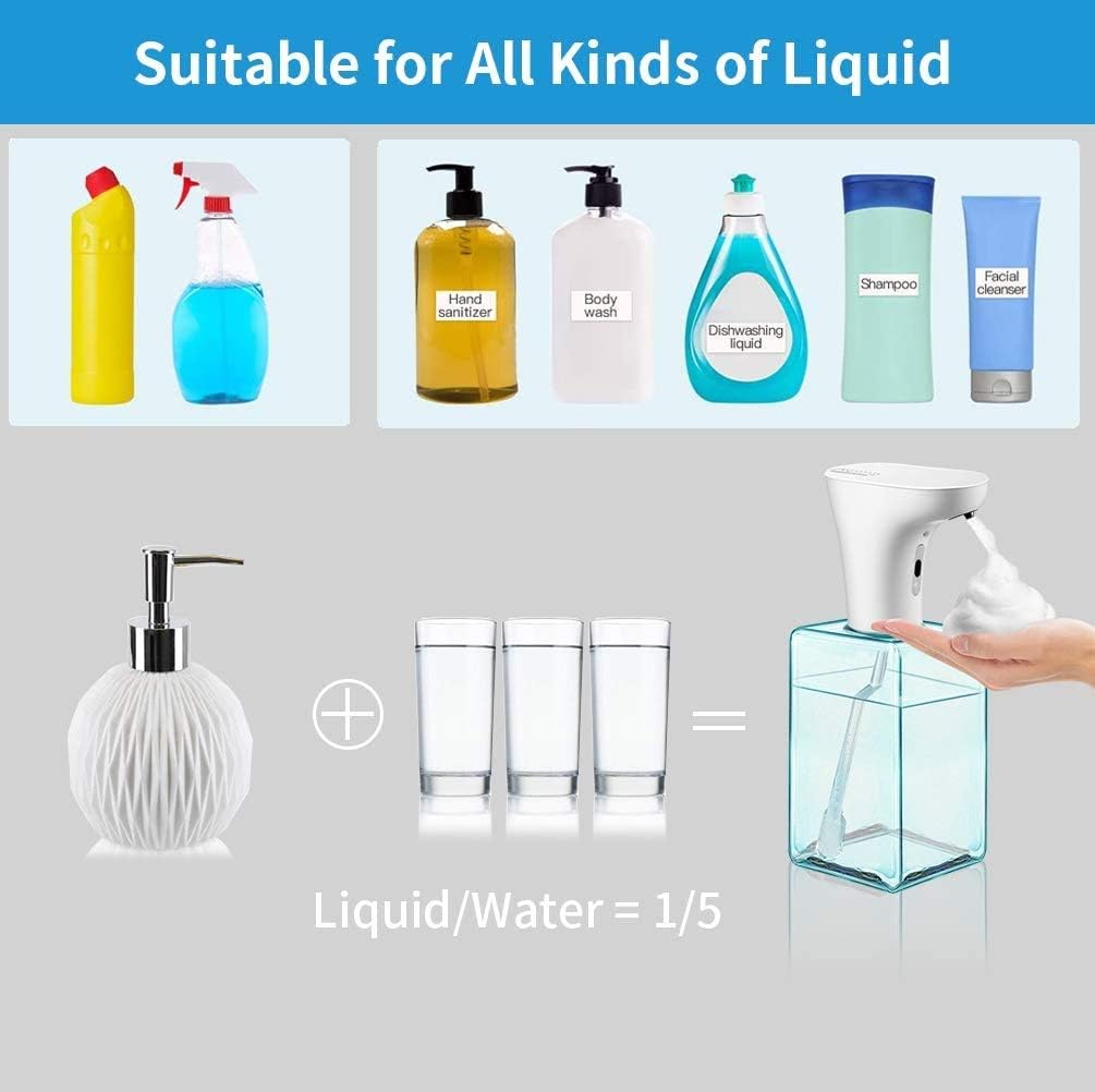 Automatic Soap Dispenser, Foaming Soap Dispenser Hand-Free with Motion Sensor Waterproof 450ml Countertop for Kitchen Bathroom