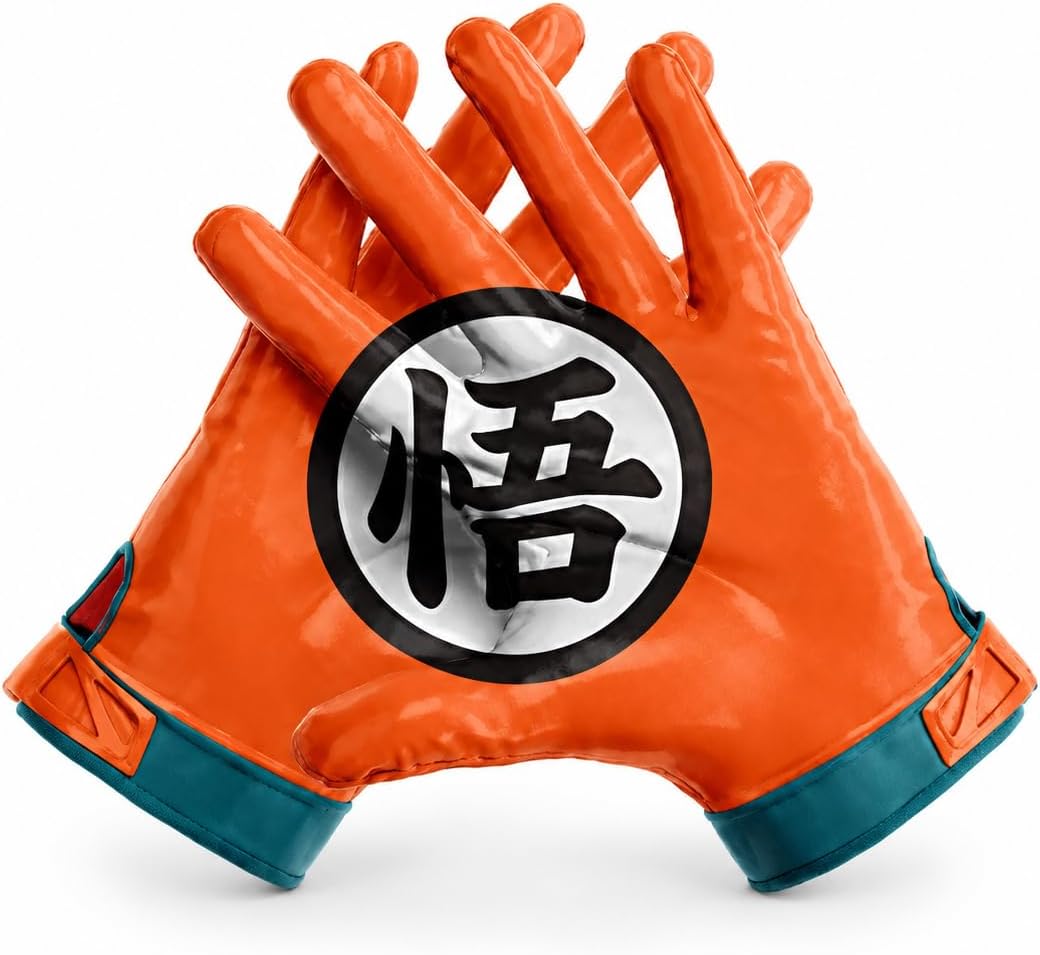 Anime G Football Gloves | Anime-Themed Sticky Wide Receiver Gloves for Youth & Adult | Super Grip, Breathable Design, All-Weather Performance | Boys, Kids & Men Sizes S–XXL