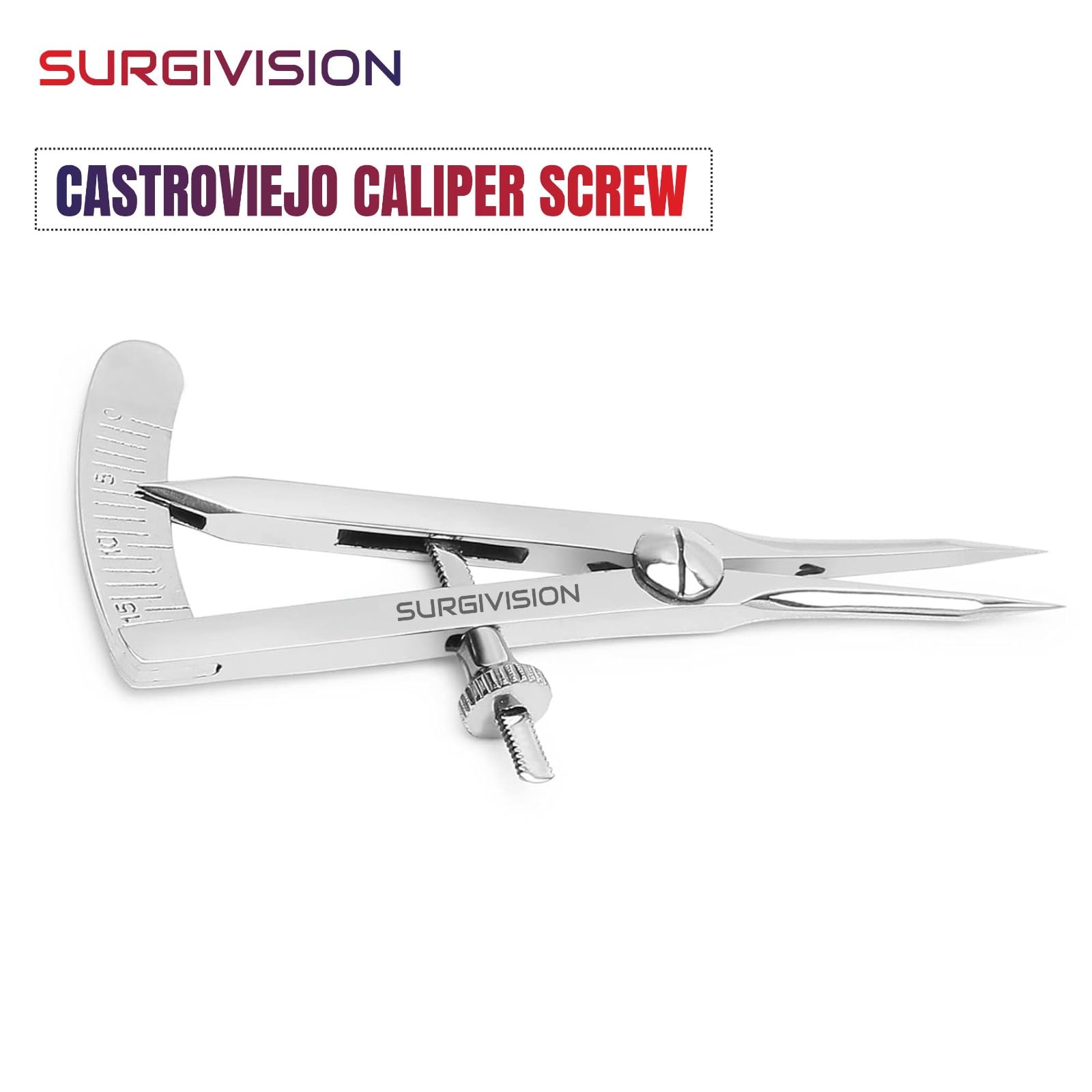 SurgiVision Castroviejo Caliper 20 mm Straight | Screw Mechanism Ophthalmic Instrument | Stainless Steel Anti-Rust | Eye Surgery Measuring Tool 3
