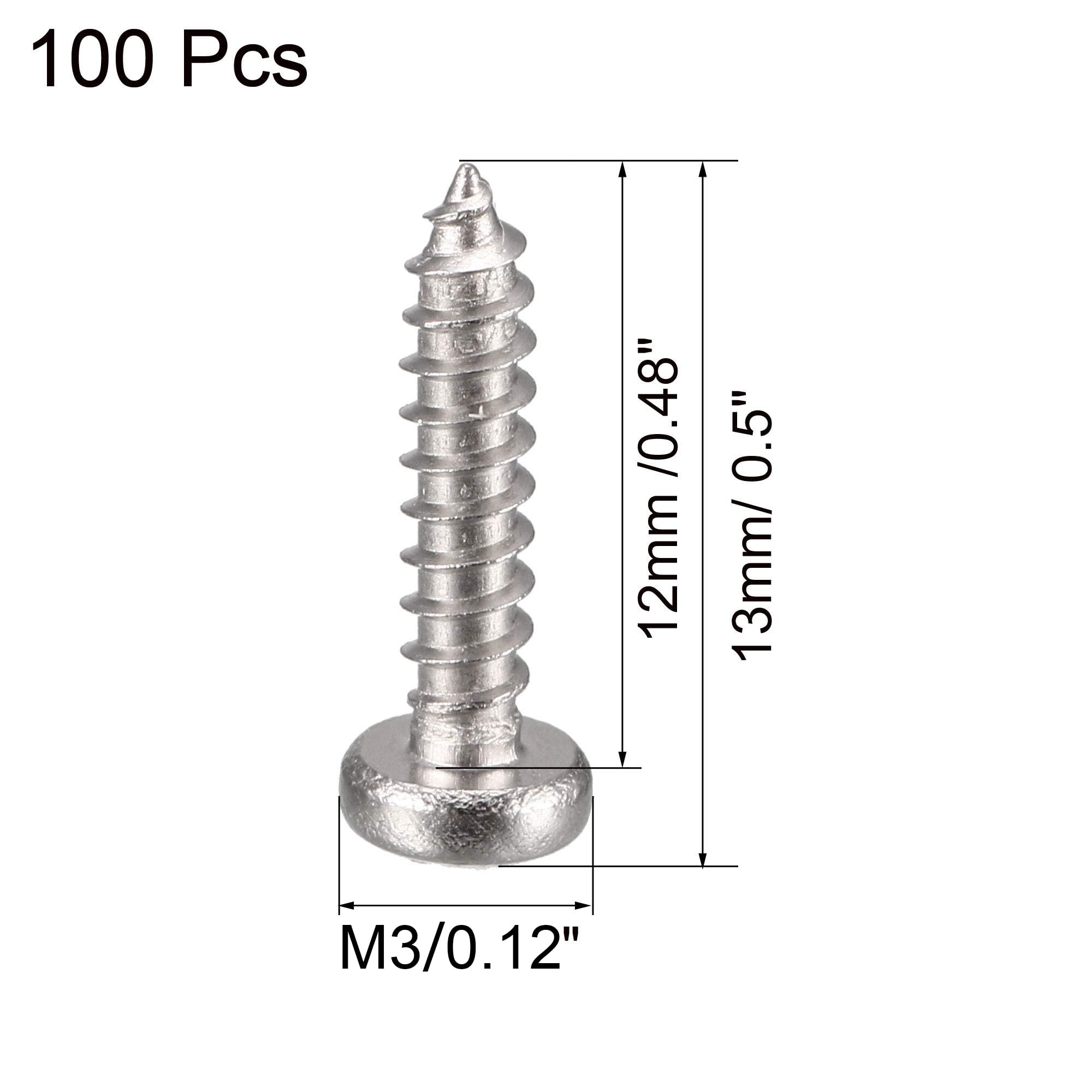 TA-VIGOR 100Pcs Self Tapping Screws, M2.9 Phillips Pan Head Screw, 13mm Round Head Tapping Screws - Image 2