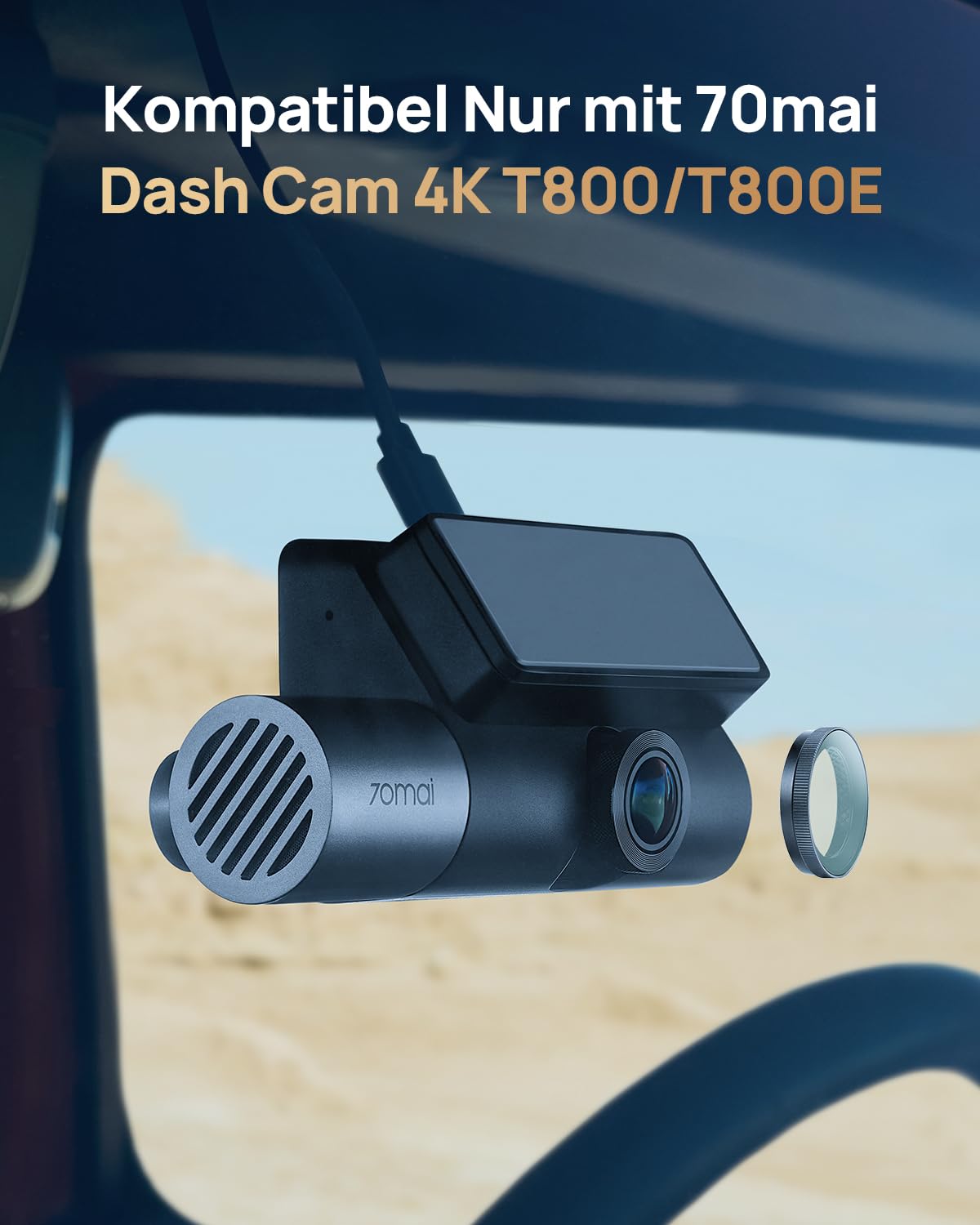 【70mai A810lite Dashcam +64GB Karte+CPL】 70mai A810 Lite Dashcam Vorne Hinten, 4K Dashcam 2160P+1080P mit 64GB Karte, 24H Parküberwachung, 4G LTE Fernzugriff unterstützt, Notfall-Voraufzeichnung