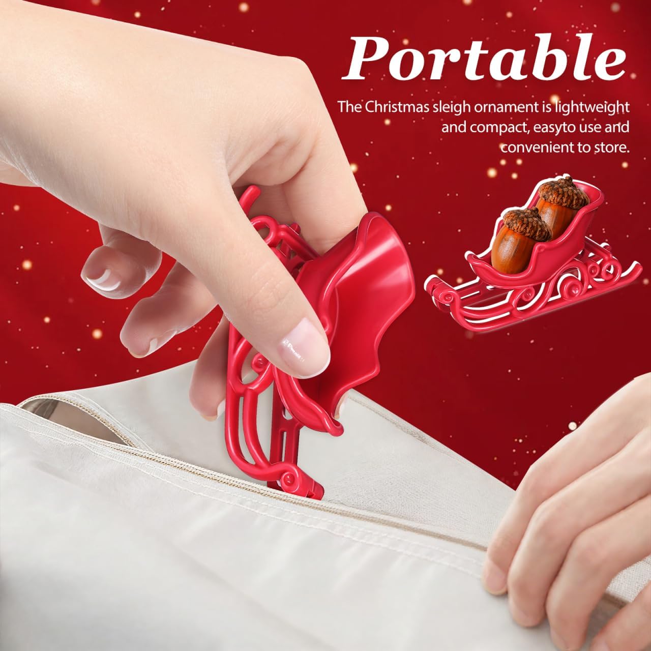 DOITOOL 12 Pcs Mini Christmas Sleigh Decorations 2. 79x1. 25x0. 78 Inch Small Santa Sleigh Ornamets Tiny Sled Figurine for Xmas Party Table Adornment