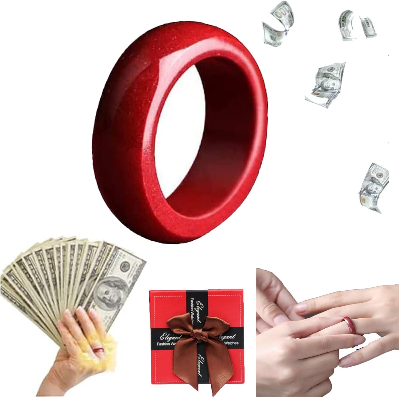MALINKMALINK Fengshui Cinnabar Ring,Feng Shui Cinnabar Ring for Men Women,Cinnabar Feng Shui Ring,Natural Cinnabar Purple Gold Sand Ring (21mm)