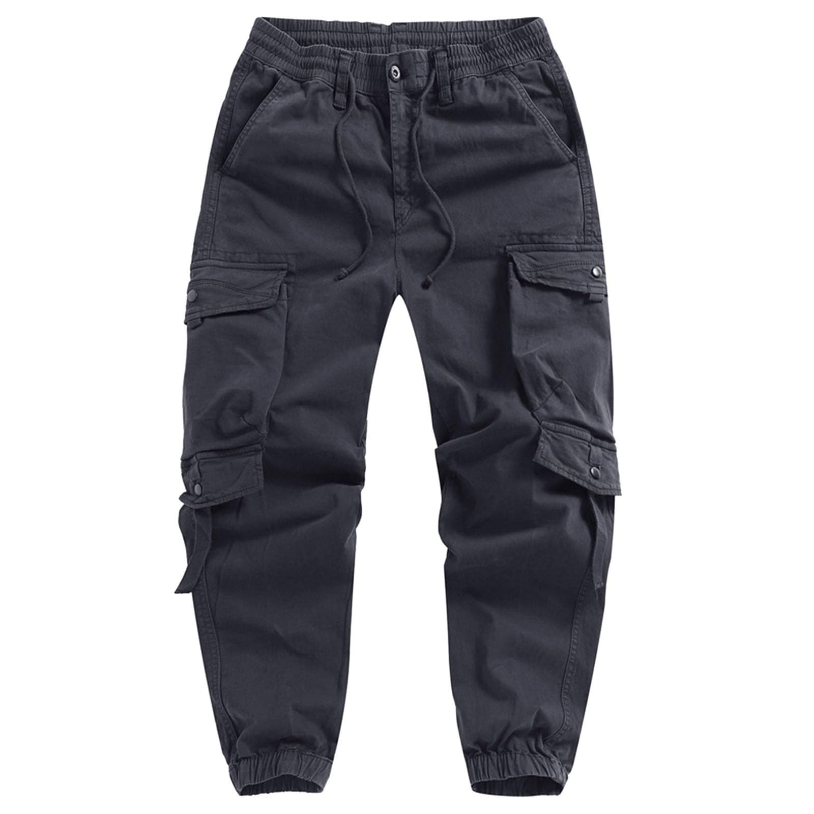 Cargohose für Herren, klassisch, mehrere Taschen, pflegeleicht, Arbeitshose, Kordelzug, erweiterbare Taille, Wandern, Kampf, Arbeit, Utility, Cargohose, langlebig, strapazierfähig, elastischer Saum