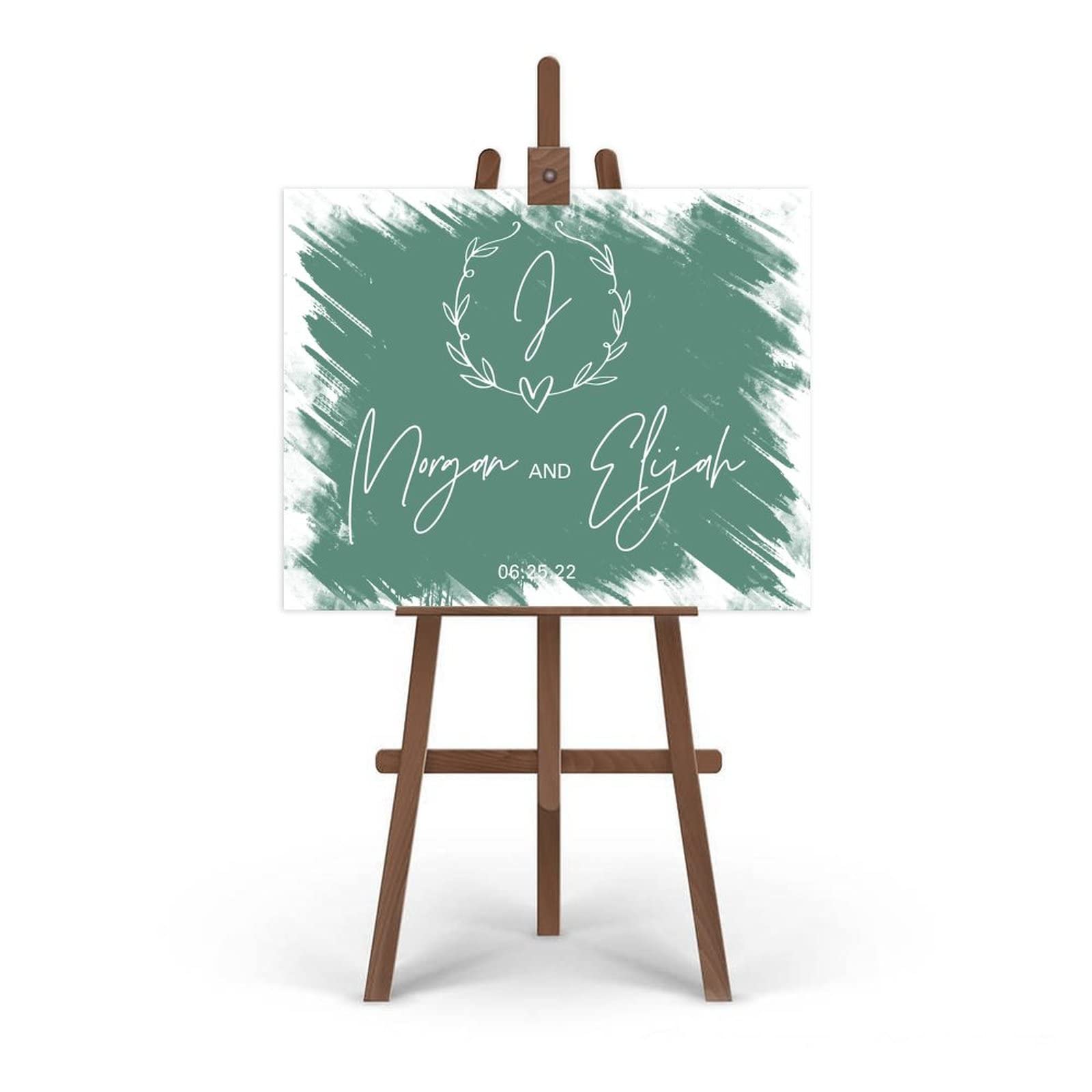 Edytowalny minimalistyczny znak ślubny personalizowany szablon do druku ślubnego dostosowany do Twoich imion i dat, eleganckie imiona znak ceremonia ślubna 45 x 61 cm