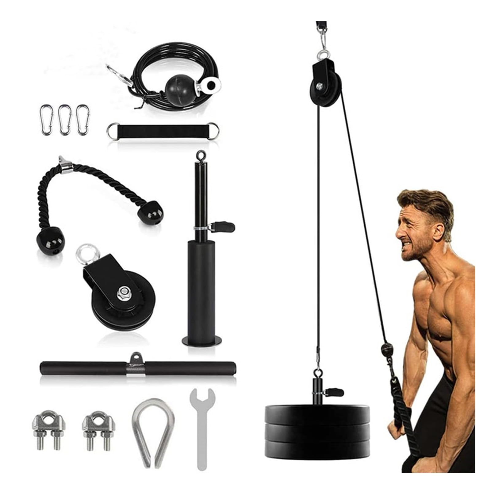 Sistema De Polea De Cable De Peso, Accesorio De Polea De Cable De Fitness, Equipo De Gimnasio En Casa For Entrenamiento LAT Pull Down, Hombros, Espalda Y Antebrazo
