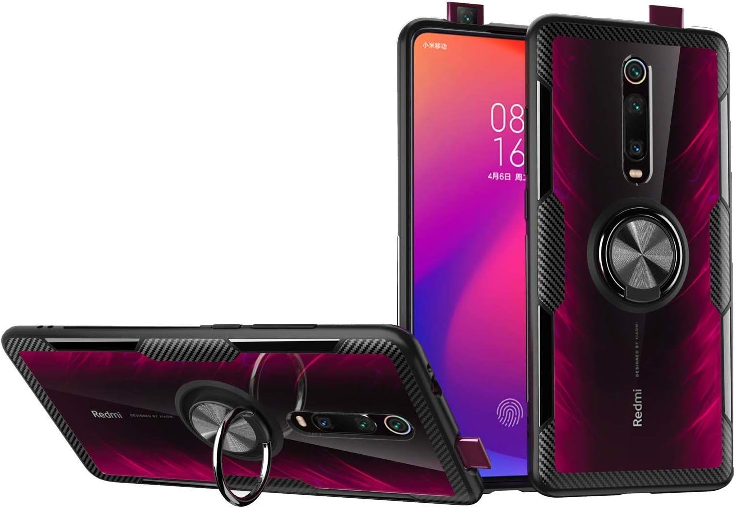 Capa Xiaomi K20, Mi 9T / Mi 9T Pro, Capa protetora de anel giratório 36  \u200b\u200b°, Capa protetora de silicone TPU suave à prova de choque + película full  cover | Amazon.com.br