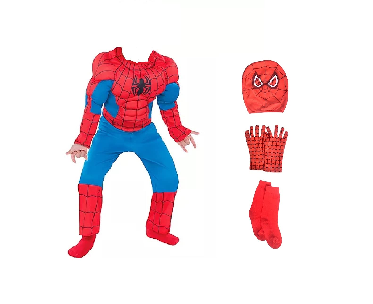 TASMAI MARKETING Superhero Muscles Dress For Kids With Mask, Gloves and Socks (SpiderBoy, 6-8 Yrs) (B09C89Z459) Amazon Price History, Amazon Price Tracker