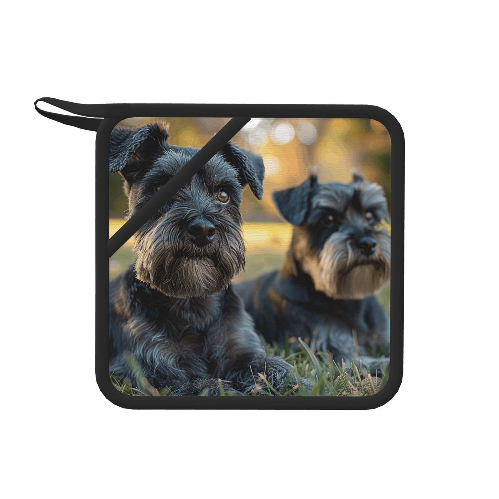 Pot Holders Set of 2 Kitchen Heat Resistant Potholders Adult Schnauzer Dogs Silicone Aunty-hot Pad Cotton Lining Oven Hot Pads for Cooking Baking BBQ Microwave Kitchen