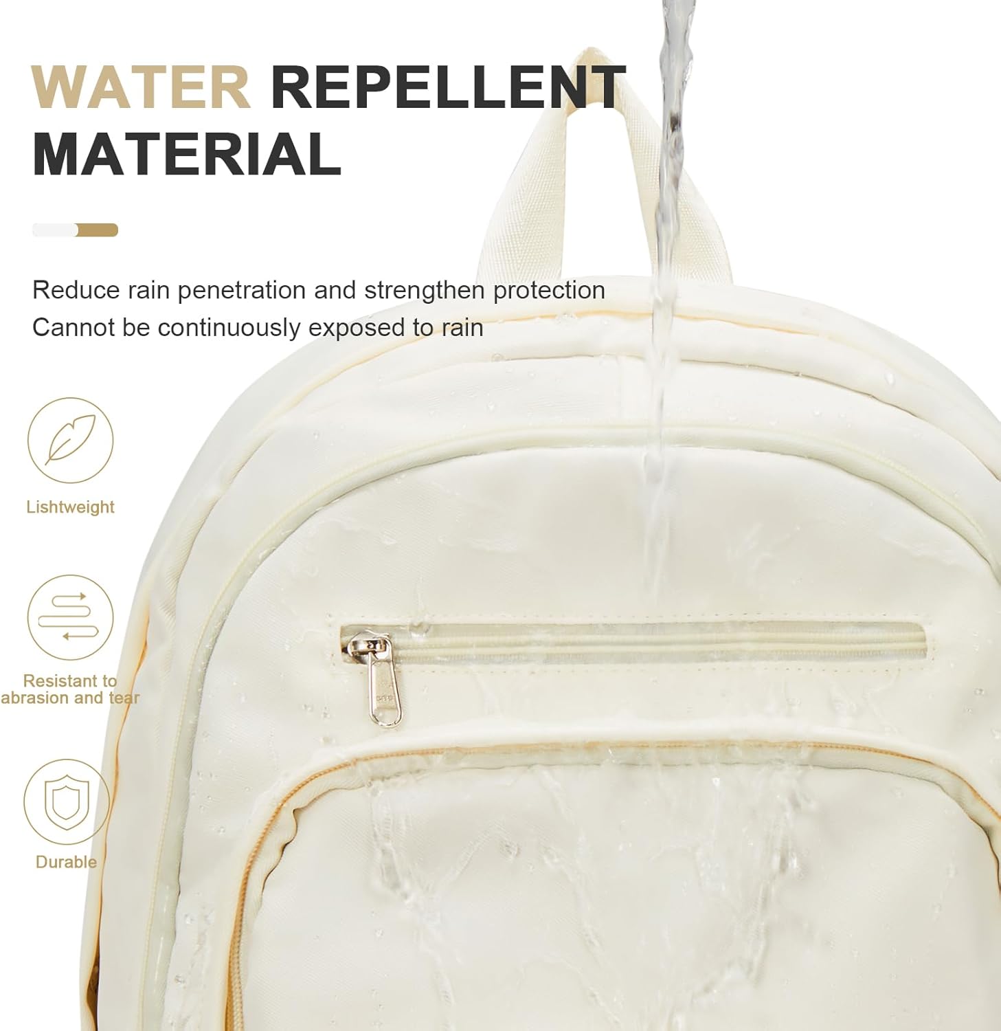 College Backpack For Women Men,Lightweight High School Bag,School Backpack With Lots Of Pockets,Cute Bookbag For Teens Boys Girls,Casual Daypack Backpack For School(Beige) - Image 6