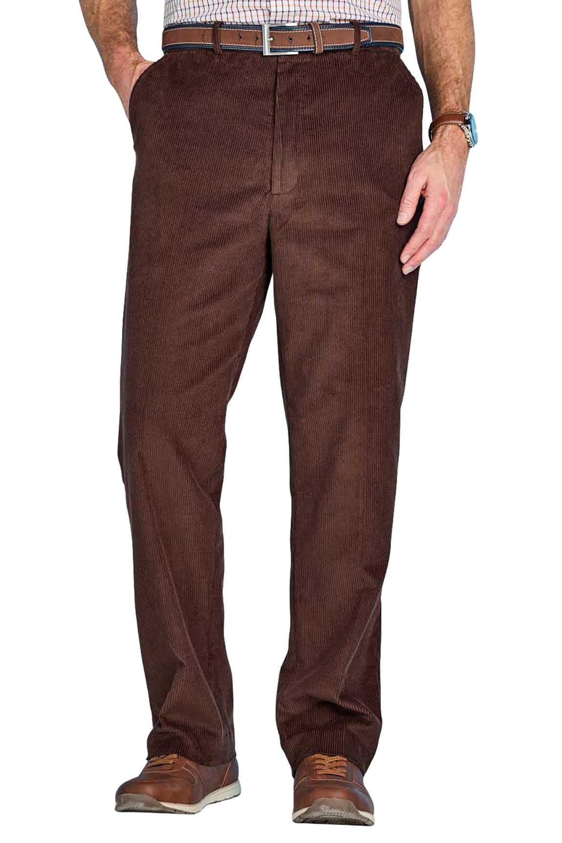 Chums Men's Brown Cotton Corduroy Elasticated Comfort Trousers