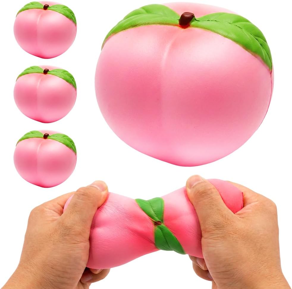 3 PCS Peach Squishy, 2026 New Peach Squeezy Squishy Slow Rising Stress Relief, Realistic Peach Shaped Fruit Squeezable Balls for Office Relaxation, Soft Flexible Fidget Gift for Party Favor (3 PCS)