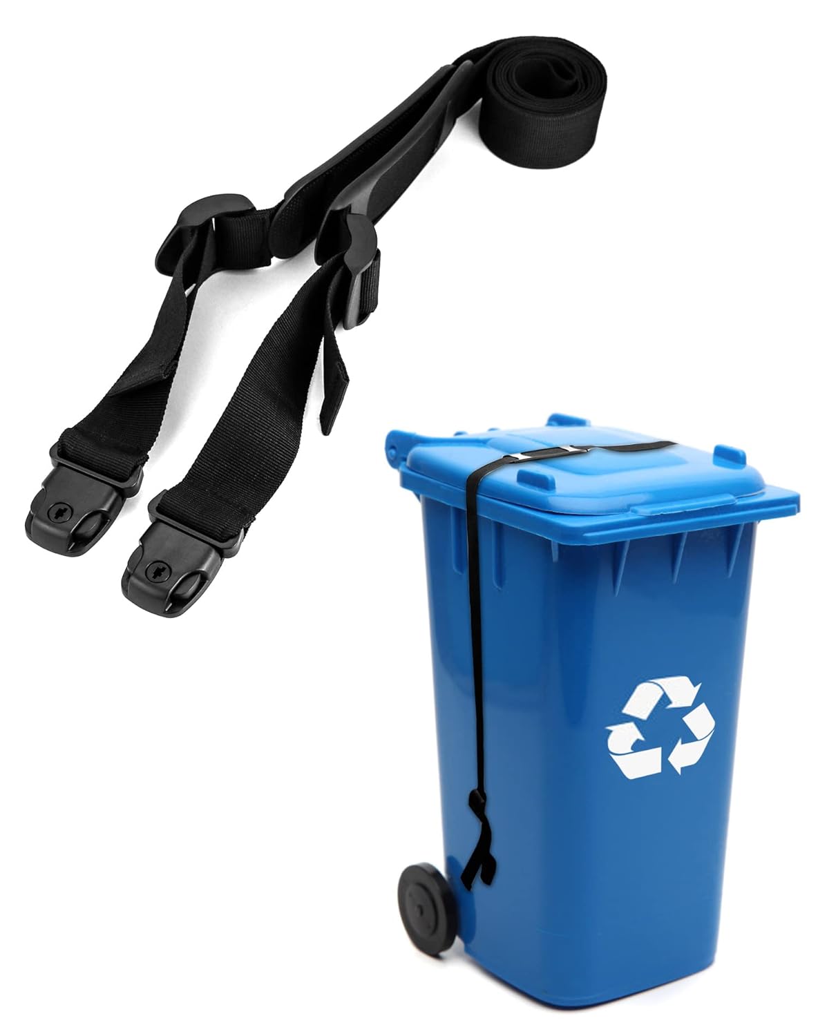 QWORK Universal Bin Strap Garbage Lock, 2 Pack Outdoor