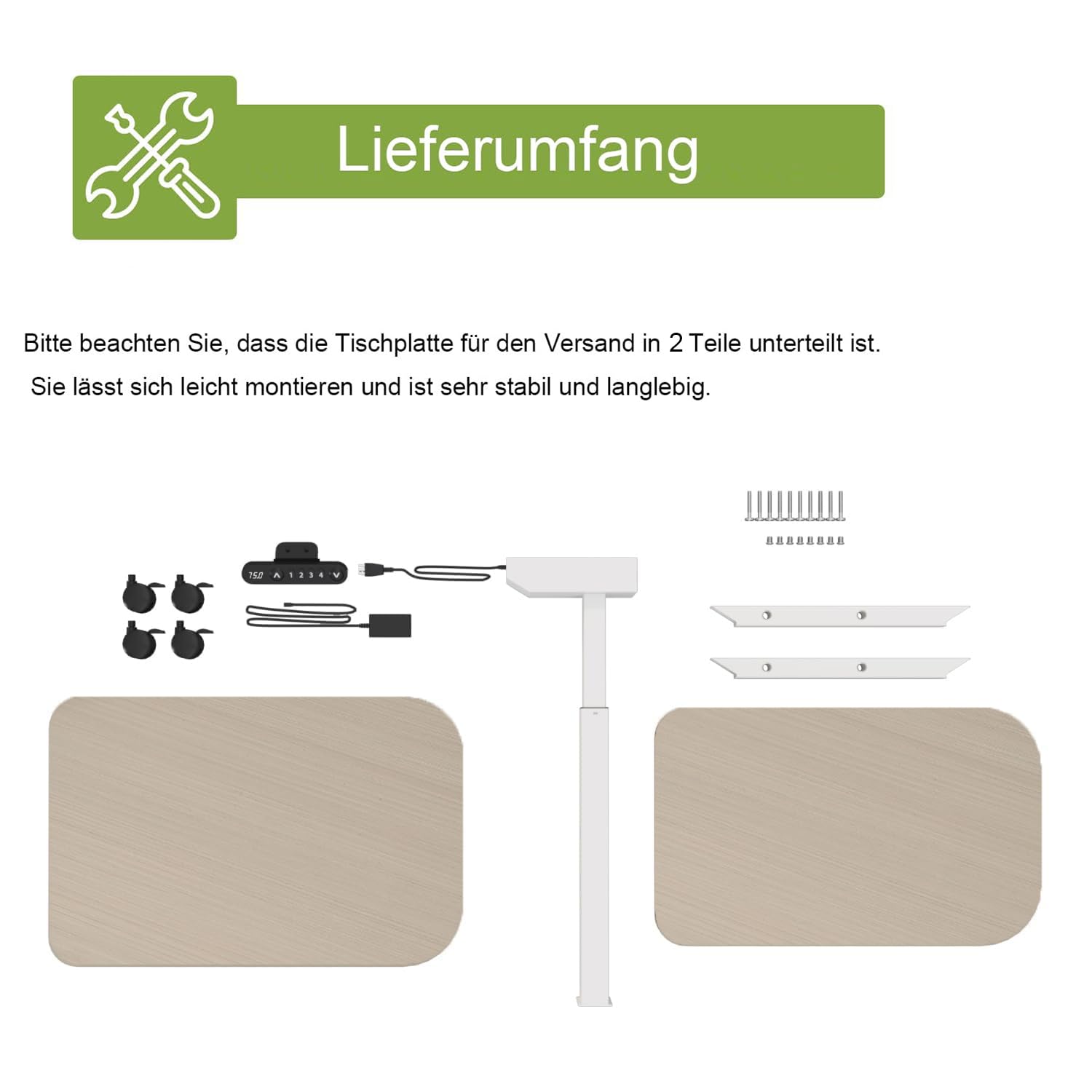 Radlove Escritorio de altura regulable eléctricamente con USB-C y pantalla LED, 71 x 46 cm, escritorio de pie con ruedas, mesa portátil de altura ajustable, aspecto de madera