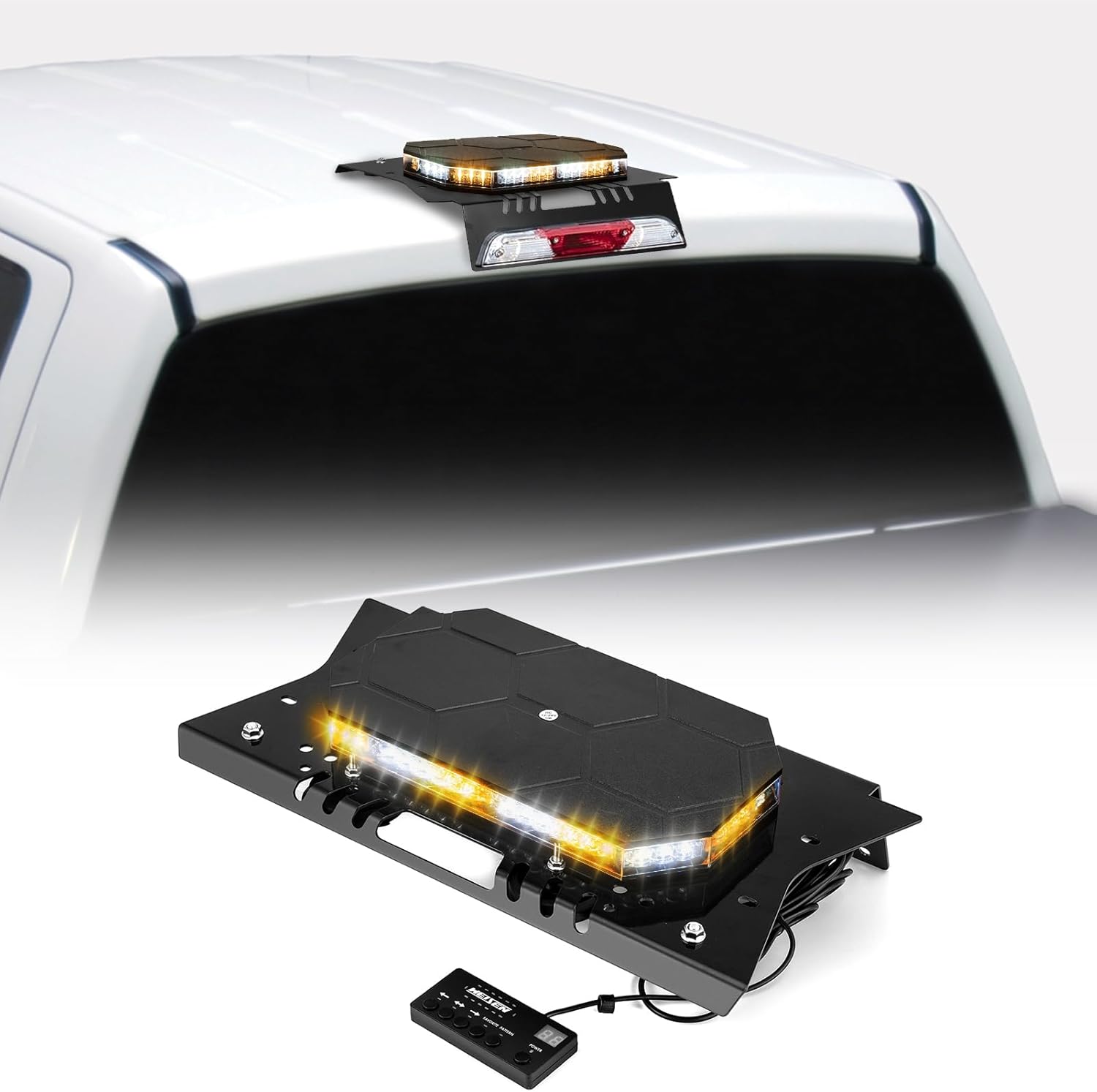 WeiSen No Drill Strobe LED Light Bar Cab Mount Kit Strobe Emergency Warning Light Compatible with Ford F-150 2015-2024, Fit F-250 F-350 F-450 F-550 2017-2022