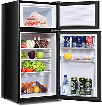 Safeplus 3.4 cu ft. Compact Refrigerator, Mini Fridge with Freezer and Shelves for Dorm Bedroom
