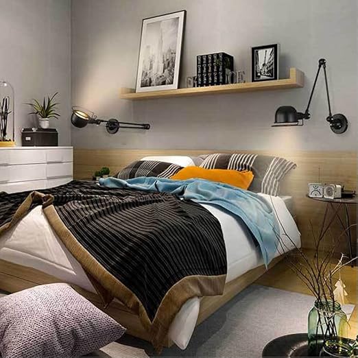 Generic Swing Arm Wall Lamp Long Arm Iron Wall Light Industrial Creative Telescopic Reading Lamp Retro Nostalgic Restaurant Foldable Wall Sconce Aisle Spot Light Black photo 3