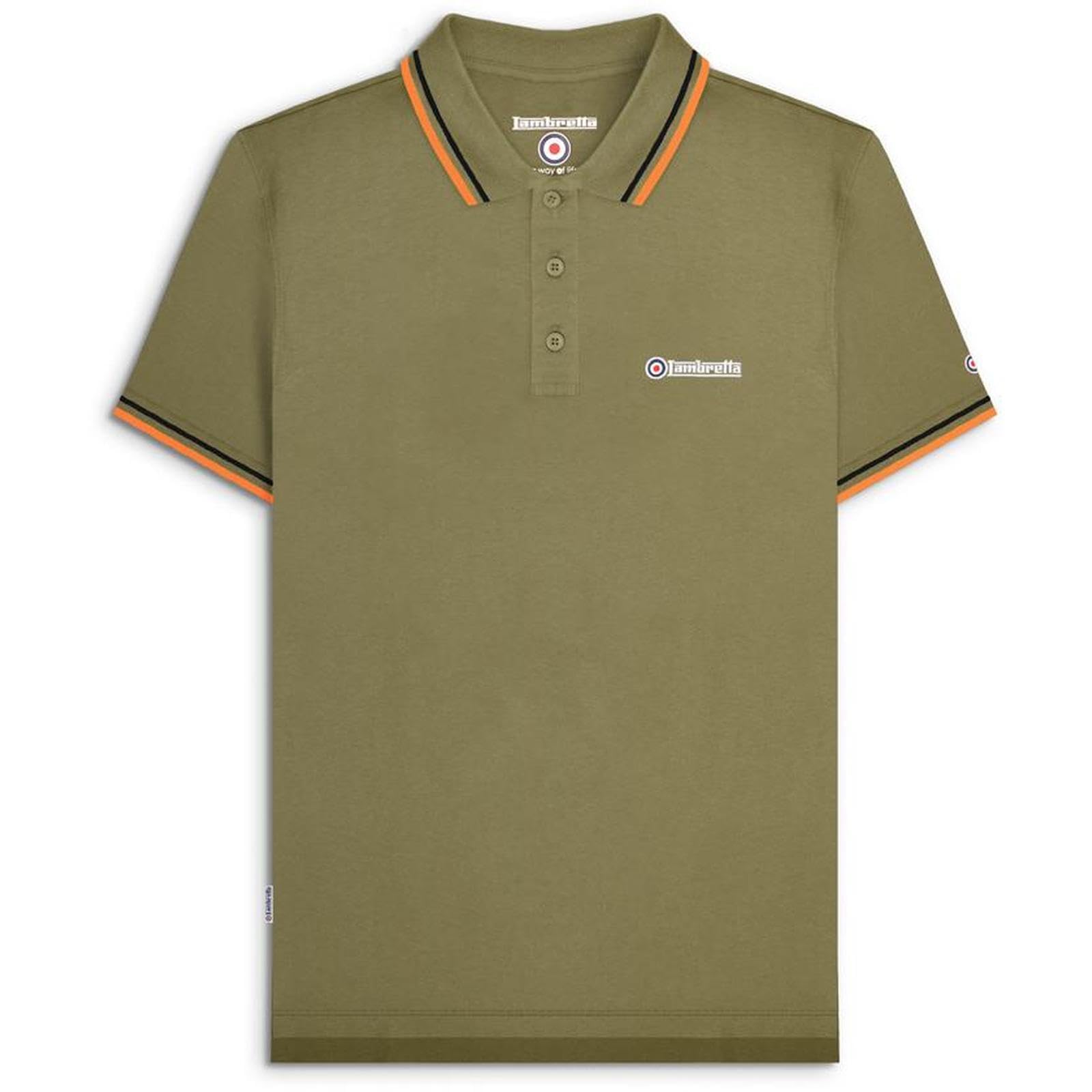 Lambretta Mens Twin Tipped Polo Shirt - Khaki - 4XL