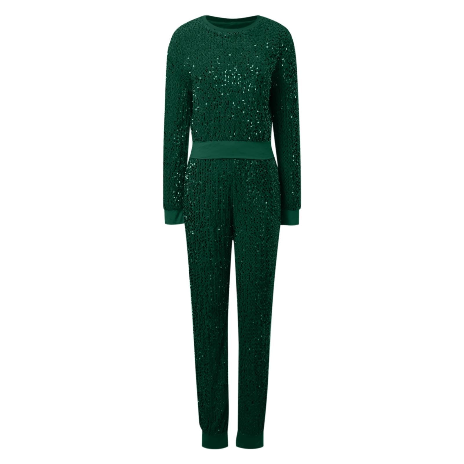 Mujeres Invierno Lentejuelas Pequeña Fragancia Ocio Deportes Largo Jersey Lápiz Pantalones Dos Piezas