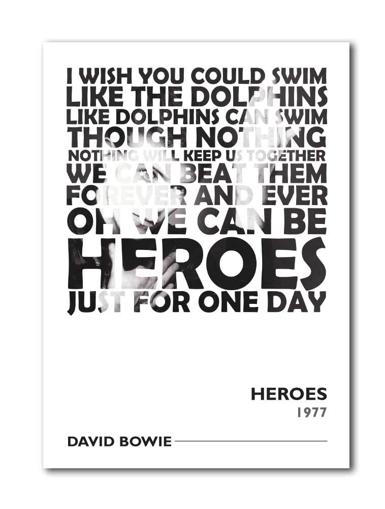 Libretto Designs DAVID BOWIE - Heroes Unframed A4 Art Print with Lyrics