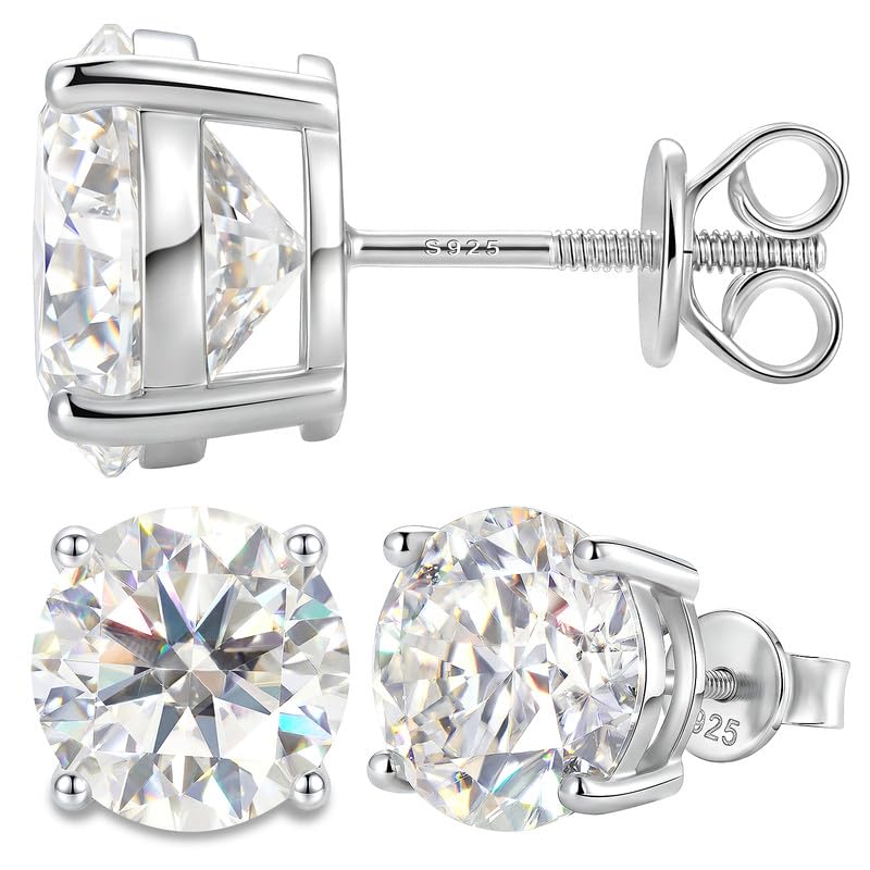 YIMERAIRE Moissanite Earrings 3MM Diamond Stud Earrings For Women Men 925 Sterling Silver Screw Back Ear Stud Shiny Hypoallergenic White Gold Lab Grown Moissanite Studs -Gifts for Her Him