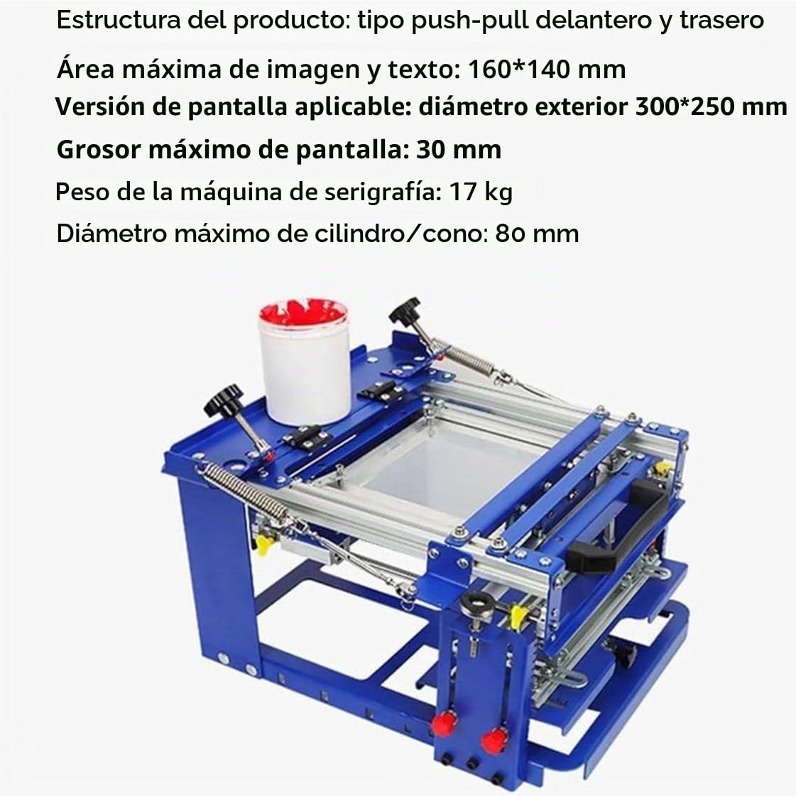 Máquina de serigrafía, máquina de serigrafía de Escritorio, área máxima de 16 * 14 cm, Prensa de serigrafía Manual, con un diámetro de Menos de 80 mm, para Ropa, Telas, Metales