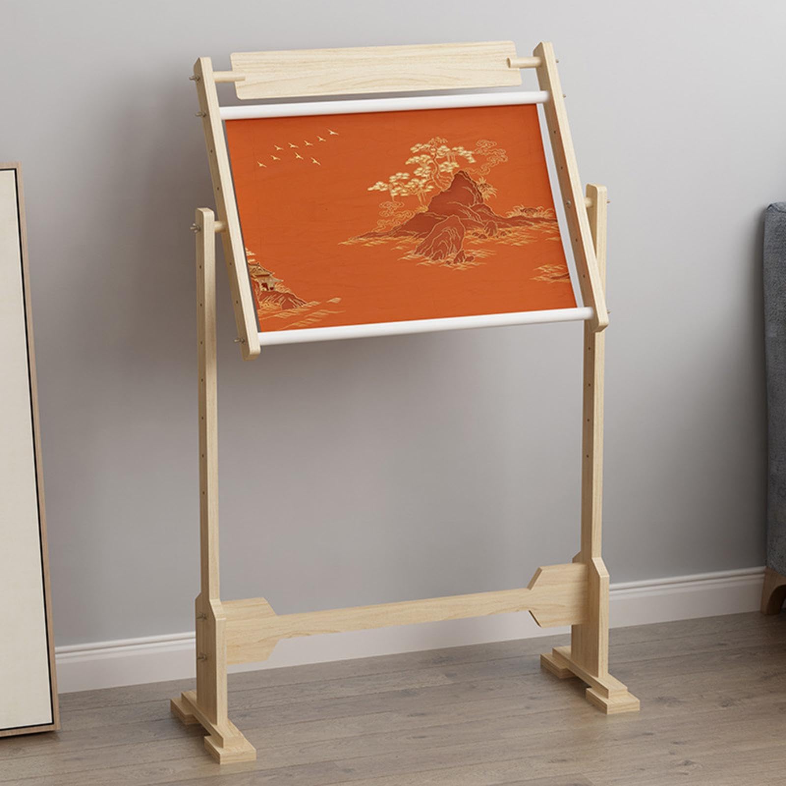 Cadre à Broder Au Point de Croix, Tambour à Broder, Support de Couture Réglable, en Bois Naturel, Surface Lisse, Idéal pour Les Loisirs Créatifs. M Wo