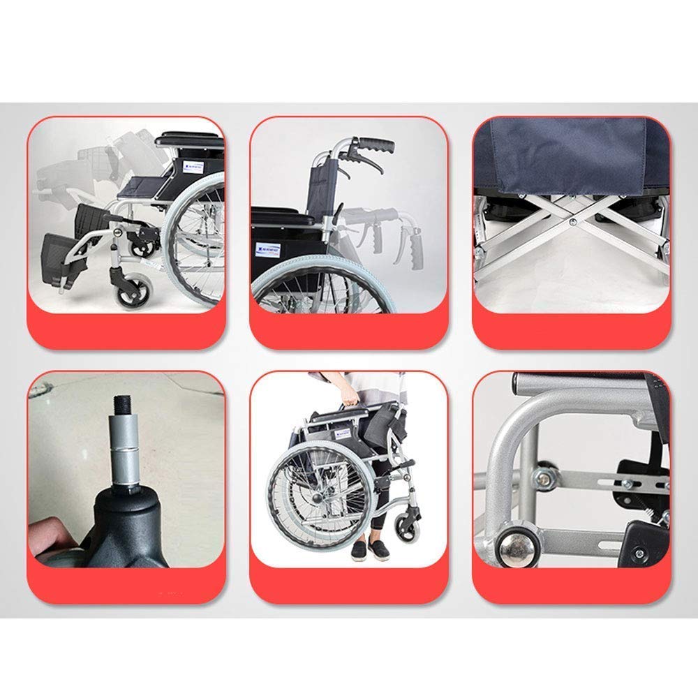 MU Le Sedie a Rotelle, Sedia a Rotelle Pieghevole in Alluminio Leggero e Multifunzione Anziani Disabili Scooter