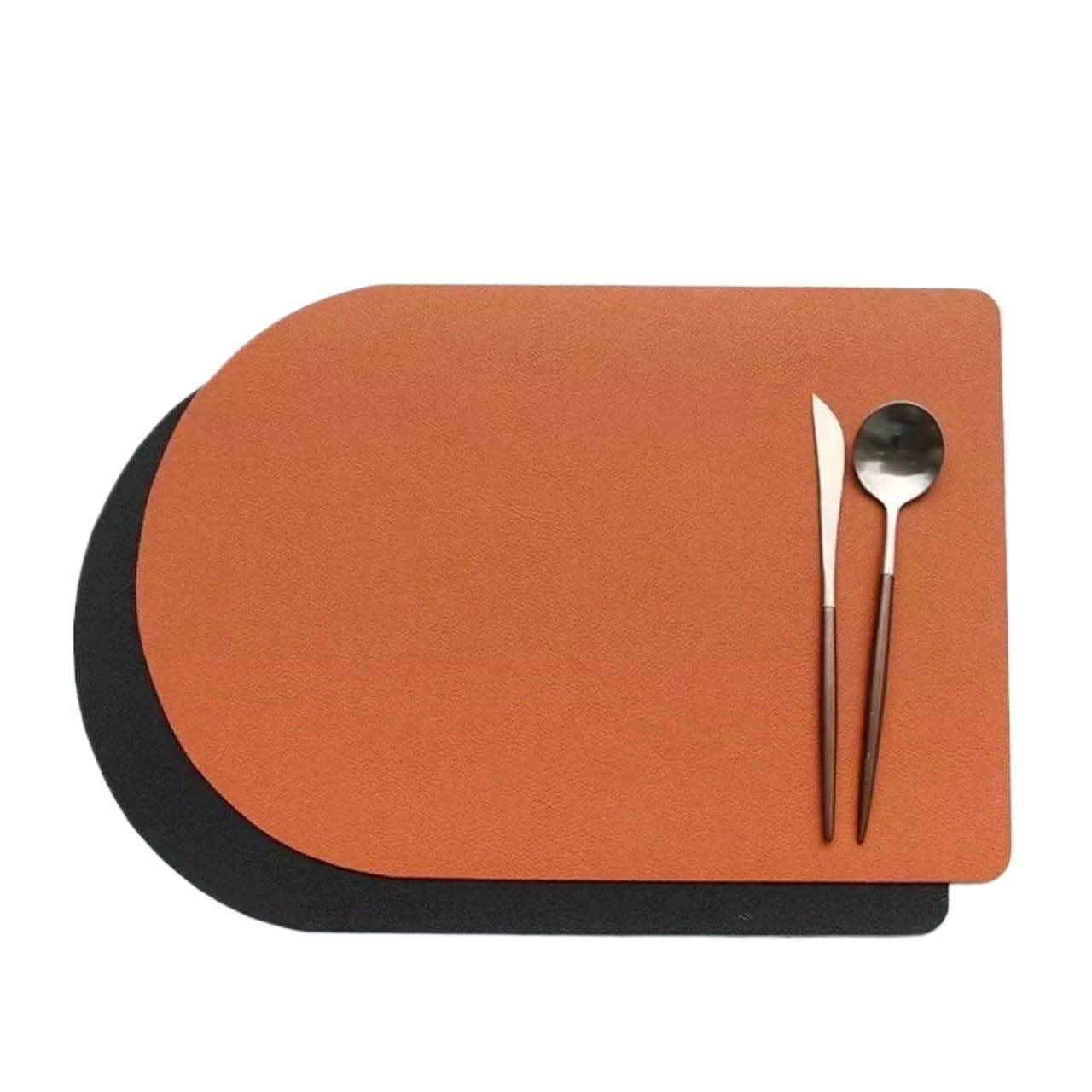 Dqzrtueca Orange Faux Leather Round Placemat And Coaster