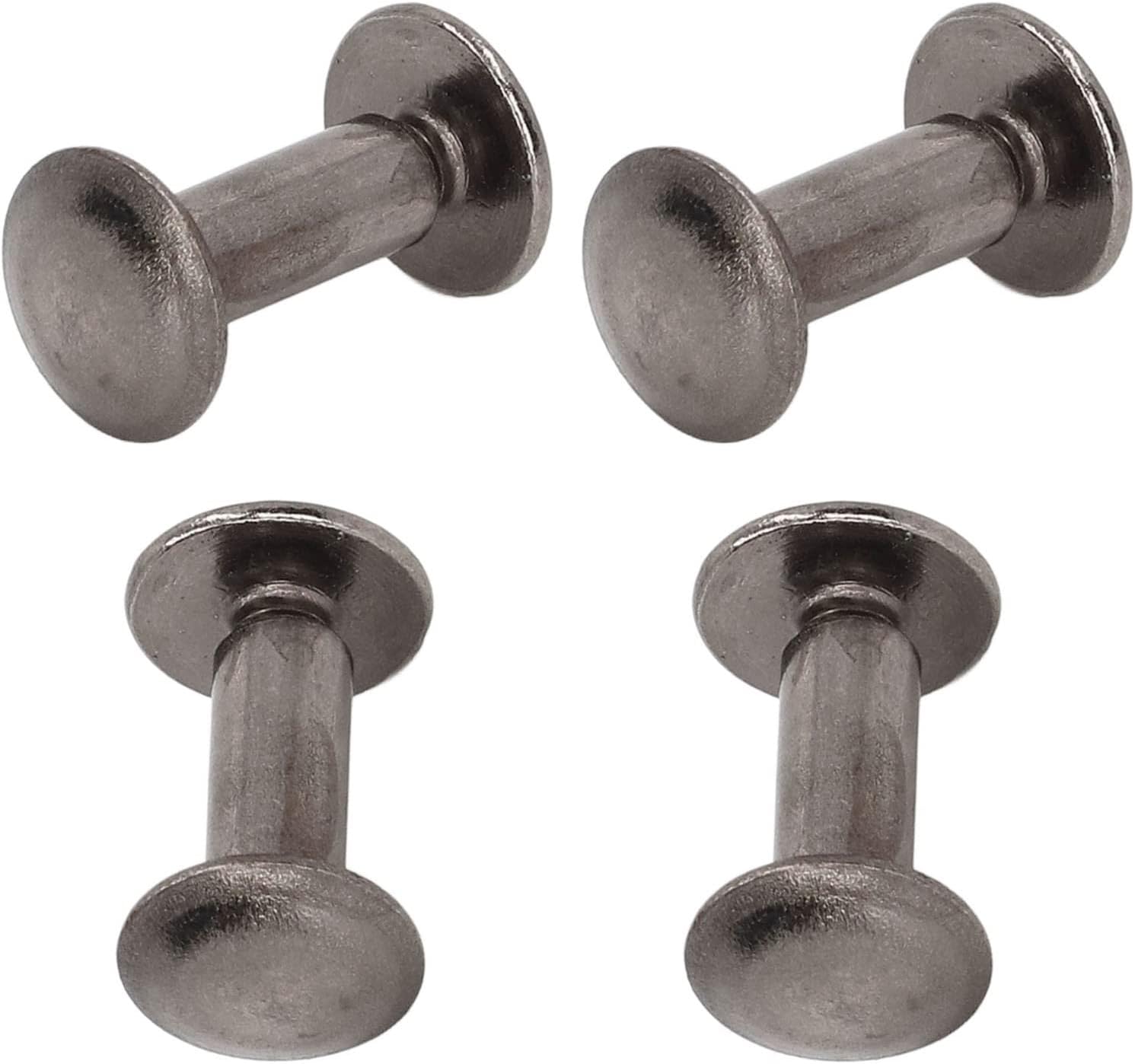 Book Binding Screws 200 Sets | 10x15mm Brass Metal Chicago Screws for DIY Leather/Photo Albums/Journals | Environmental Alternative Coating, Glossy & Fade Protected (Silver Black)