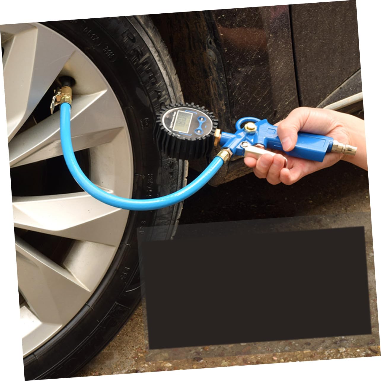 Mikinona Digitales Robustes Reifendruckmessgerät mit Metallchuck Einhändige Bedienung Batteriefrei für Auto Suv Motorrad Fahrrad Genaue Druckanzeige Langlebig Blau