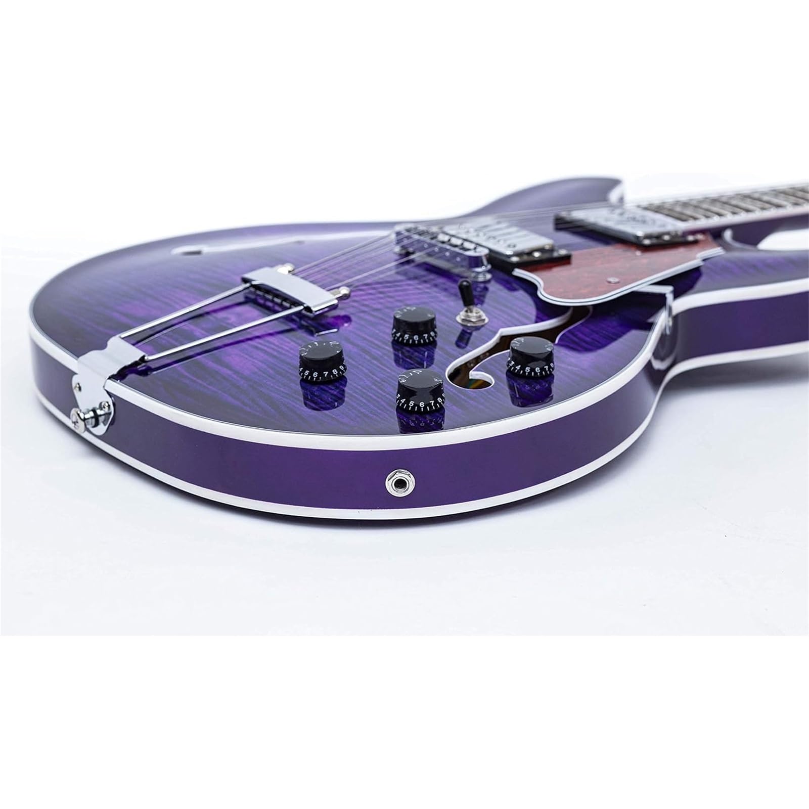 Gitara Elektryczna Gitara Elektryczna Prawa Ręka Semi Hollow Fioletowa Z Końcówką Trapezową I Torbą 6 Strun Humbucker Pickup