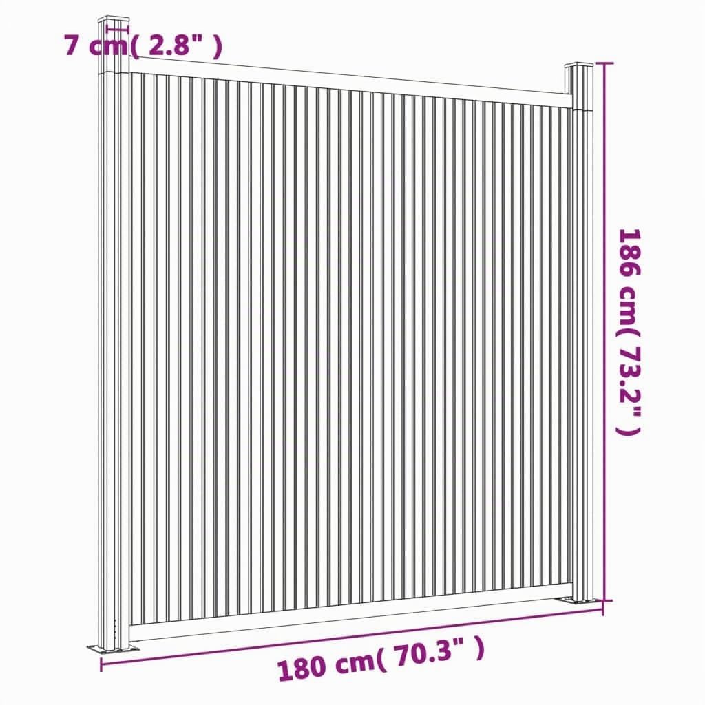 Vallas de jardín de WPC 180 x 186 cm Panel de Valla Jardin, Panel de Valla Elemento de Protección Visual para Terraza y Jardín Marrón