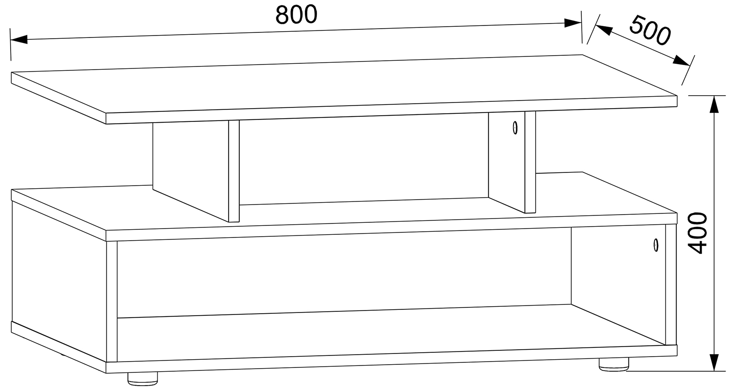 VCM Holz Couchtisch | Sofatisch mit ausreichend Stauraum | Maße ca. H. 40 x B. 80 x T. 50 cm | Wohnzimmertisch - Esila Weiß/Beton-Optik