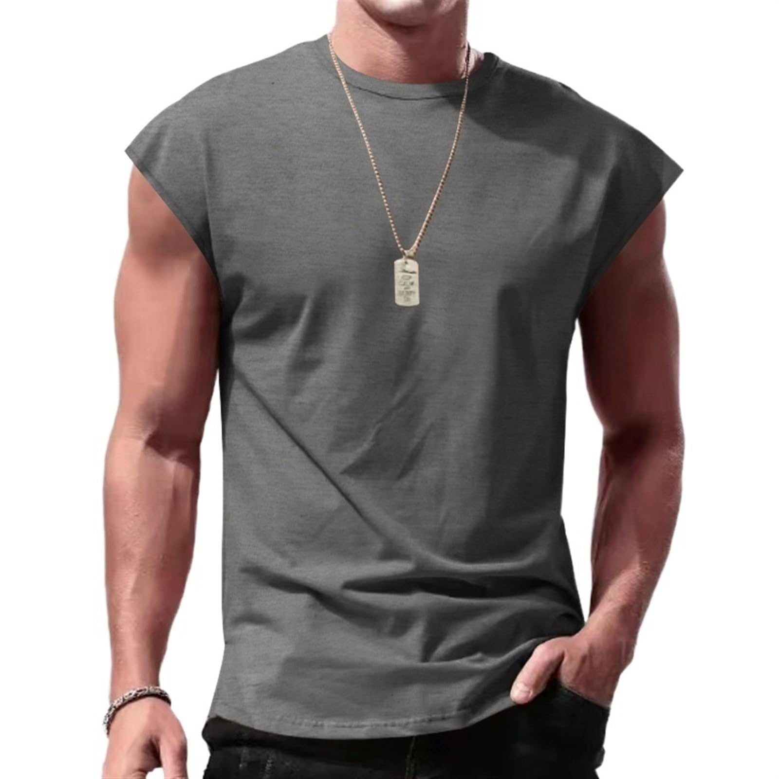 Canottiere da Allenamento da Uomo, Magliette da Palestra Senza Maniche, Pantaloncini da Jogging, Tute da Jogging(Grey,XX-Large)