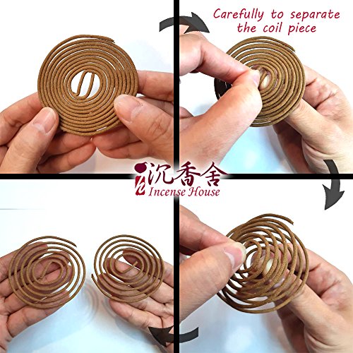 Set Of Incense Coils - 2 Sandalwood + 1 Agarwood - Each 48Pcs 3.5Hr + Ceramic Holder #TOP5