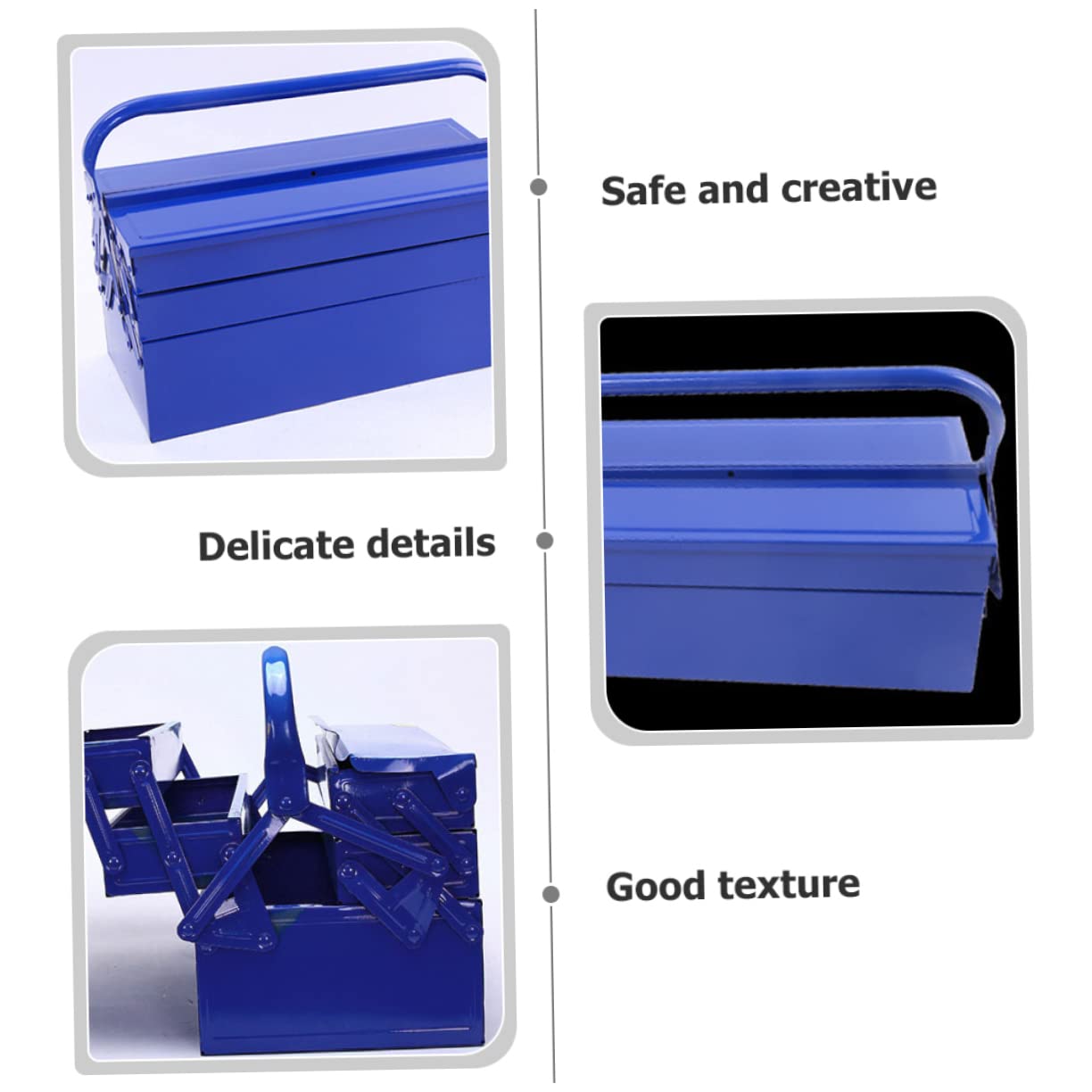 Boîte à Outils en Fer Bleue, Grosse Capacité, Portable pour Rangement