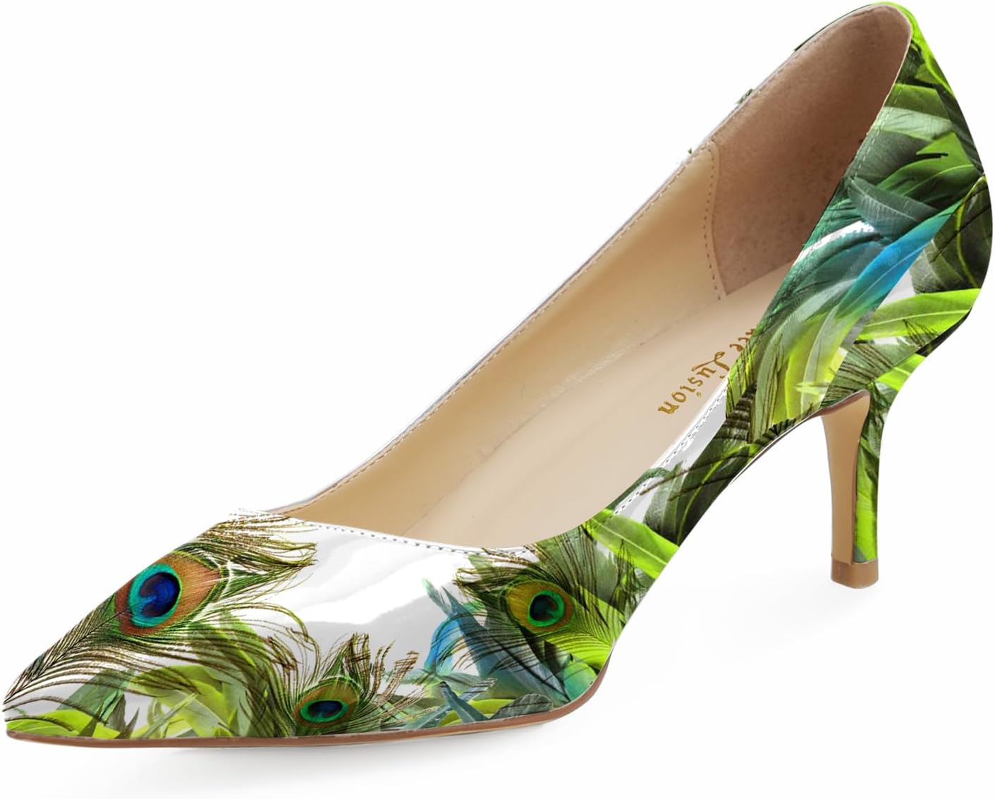 Reindee Lusion Womens Low Kitten Comfortable High Heels Music Note Printed Closed Toe Sexy Pumps Shoes