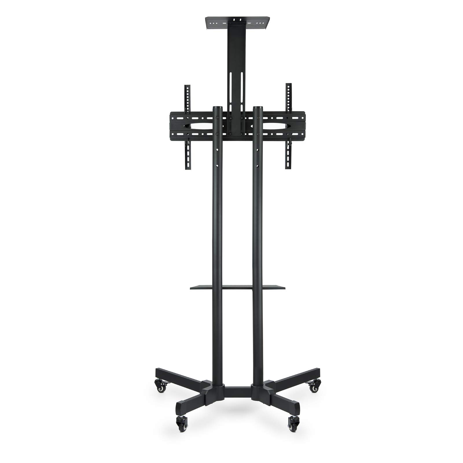 TOOQ FS1470M-B - Soporte de Suelo para TV/LED de 37" a 70" (móvil, Dos Bases para Audio Video, Regulable en Altura) Color Negro