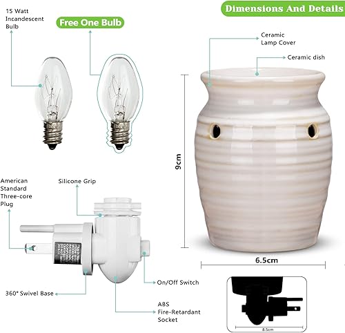 Miniatura 6 de STAR MOON Calentador de Cera Derretida de Cerámica Enchufable, Difusor para Aceite de Fragancia, Derretidor de Velas que se Enchufa a la Pared