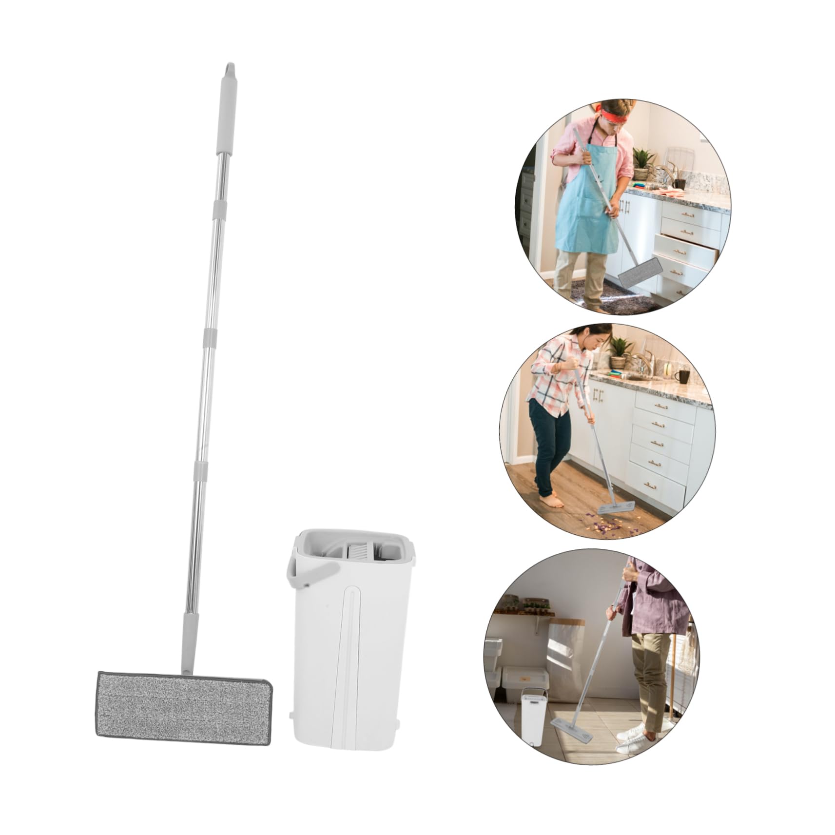 COLLBATH Lavapavimenti con Secchio e Strizzatore, Flat Mop in Microfibra, Uso Bagnato e Asciutto, Pulizia Pratica per Casa e Ufficio