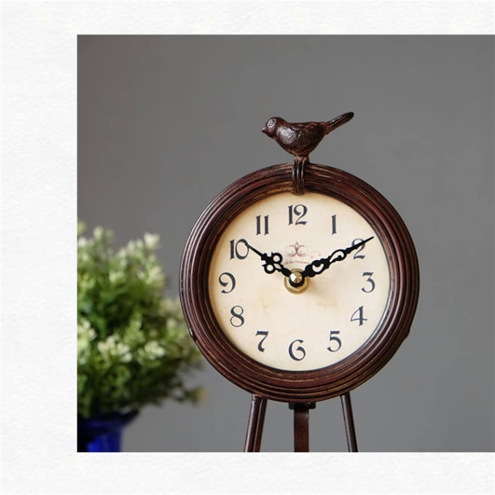 Décorative Horloge rétro en Fer décoration créative Chambre Salon Oiseau modèle Horloge de Bureau décoration nostalgique pour Bureau Chambre Table