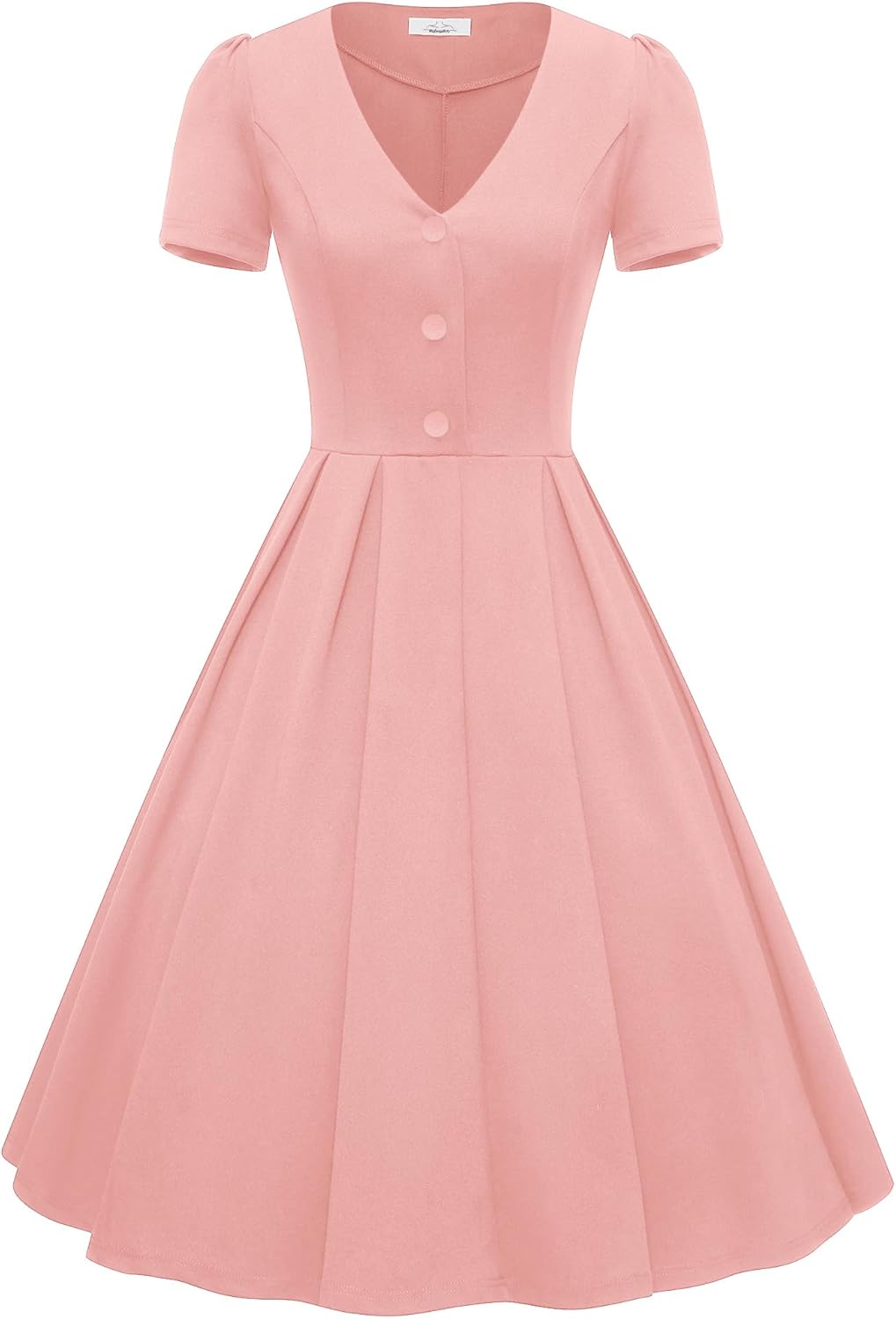 Women’s Cocktail Party Dress with Pockets Casual Swing Dress Button Up V-Neck 1950s Dresses for Women Vintage