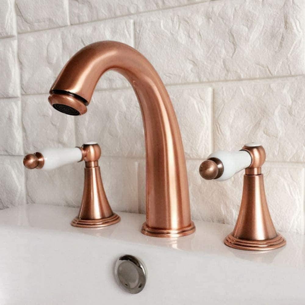Robinet 3 trous en cuivre rouge pour rénover une coiffeuse ou un meuble de salle de bain